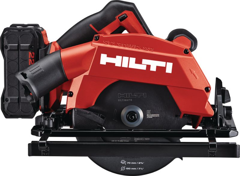 SC 30WR-22 cordless circular saw Cordless circular saw with pre-mounted 190 mm | 7-1/4 blade, for precise cuts up to 70 mm│2-3/4 in wood and wood-based panels (Nuron battery platform)