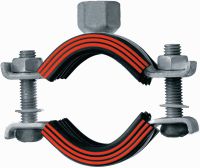 MP-MI-F heavy-duty pipe clamp hot-dip galvanised (HDG) pipe clamp with sound insulation for heavy-duty applications