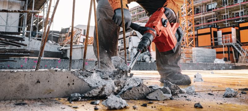 TE 60-22 cordless rotary hammer Powerful and cordless SDS Max (TE-Y) rotary hammer with high power-to-weight ratio for heavy-duty drilling and chiseling in concrete and masonry (Nuron battery) Applications 1