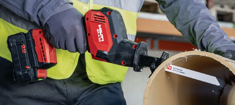 SR 4-22 One-handed reciprocating saw Compact and light cordless one-handed brushless reciprocating saw for everyday demolition and fast, precise cutting (Nuron battery platform) Applications 1