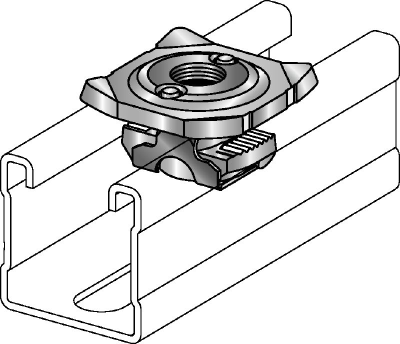 MQA-F Pipe clamp saddle Hot-dip galvanised (HDG) pipe clamp saddle for connecting threaded components to MQ strut channels