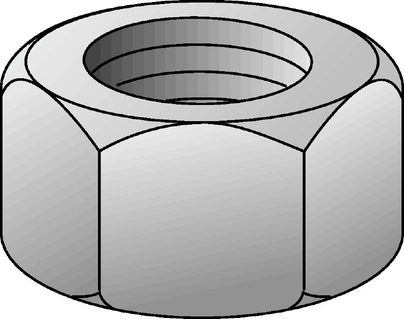 Hexagon nuts hot-dip galvanised (HDG) grade 8 hexagon nut corresponding to DIN 934