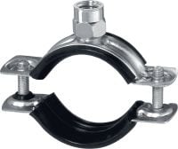 MP-HI Quick-close pipe clamp light-duty (sound insulated) Premium galvanised pipe clamp with quick closure for light-duty applications