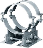 Go to slide 6 of 6: MP-PS 4-2 pipe shoe Outdoor coated (OC) pipe shoe with height and slope adjustability for heavy industrial applications with outer pipe diameters of 217-610 mm (8 to 24)