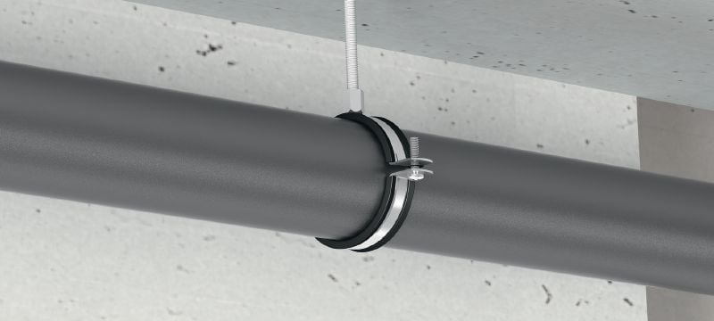 MP-PI pipe clamp Galvanised pipe clamp with sound insulation for economical light/medium-duty applications Applications 1
