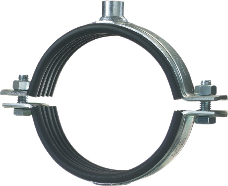 MP-MXI-F heavy-duty pipe clamp hot-dip galvanised (HDG) pipe clamp with sound insulation for extra heavy-duty applications