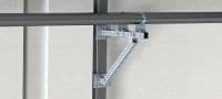 MIC-U-MA Hot-dip galvanised (HDG) multi-angle connector used with MIC-MAH connectors for fastening MI girders to one another at an angle Applications 1