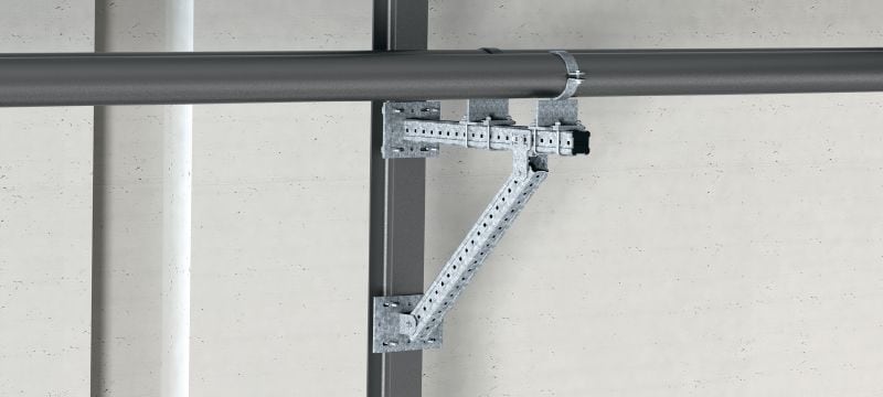 MIC-U-MA Hot-dip galvanised (HDG) multi-angle connector used with MIC-MAH connectors for fastening MI girders to one another at an angle Applications 1