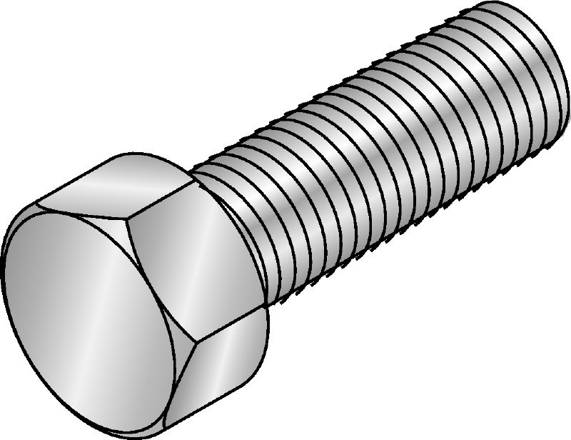 Galvanised hexagon screw DIN 933 Galvanised hexagon screw corresponding to DIN 933