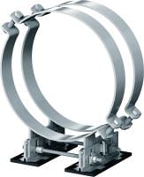 Slide 1 of 6 (selected): MP-PS 4-2 pipe shoe Outdoor coated (OC) pipe shoe with height and slope adjustability for heavy industrial applications with outer pipe diameters of 217-610 mm (8 to 24)