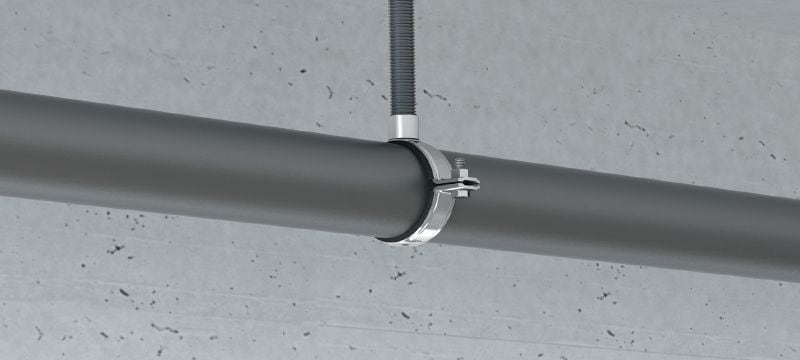 MP-MXI-F heavy-duty pipe clamp hot-dip galvanised (HDG) pipe clamp with sound insulation for extra heavy-duty applications Applications 1