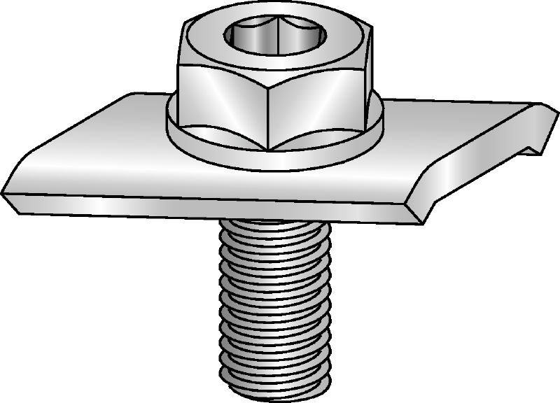 MC-S-M10 OC-A Hot-dip galvanised (HDG) connection screw to fix connections to the back face of MC installation channels outdoors