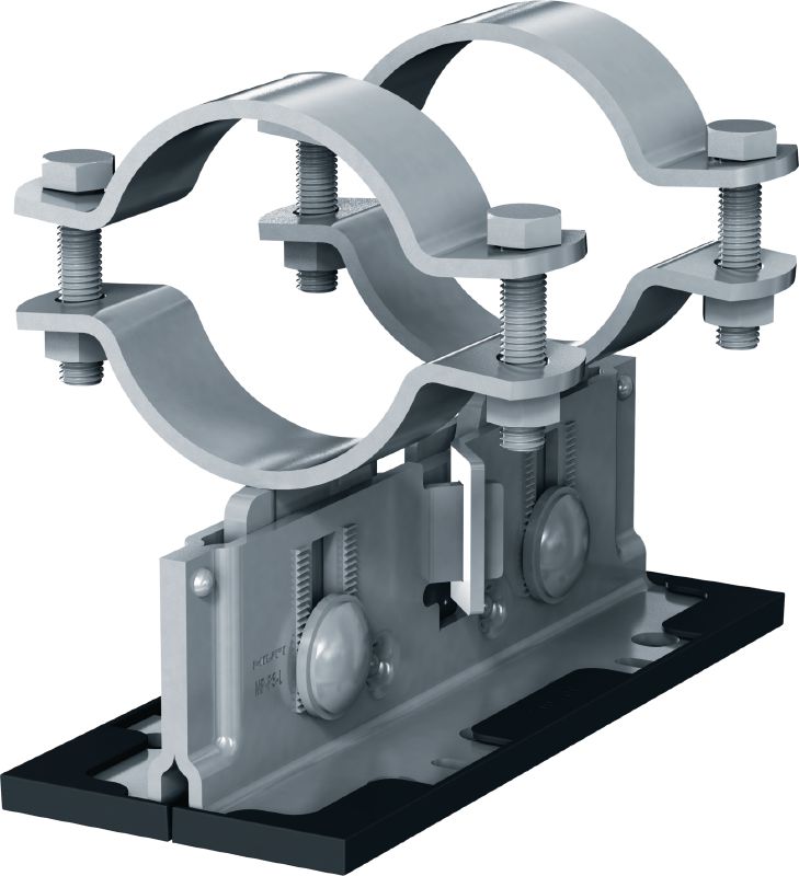 MP-PS 2-2 pipe shoe Outdoor coated (OC) pipe shoe with height and slope adjustability for heavy industrial applications with outer pipe diameters of 21-328 mm (1/2 to 12)