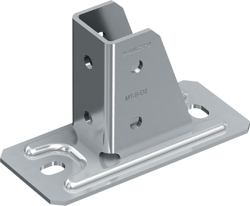 MT-B-O2 Baseplate for strut channels Base connector for anchoring strut channel structures to concrete or steel