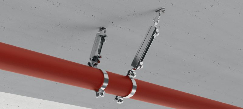 MQS-SP seismic sprinkler pipe clamp Galvanised sprinkler pipe clamp with FM approval for seismic bracing in fire sprinkler applications Applications 1
