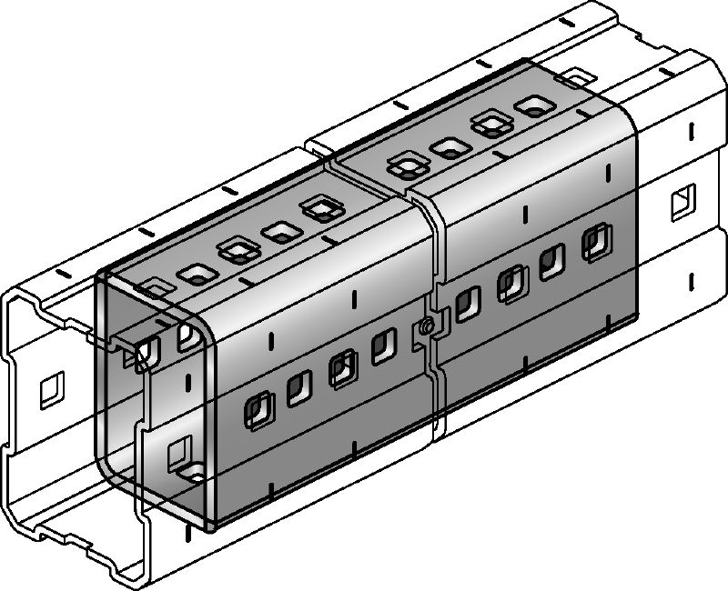 MIC-E Hot-dip galvanised (HDG) connector used to connect MI girders longitudinally for long spans in heavy-duty applications