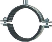 MP-MXI-F heavy-duty pipe clamp hot-dip galvanised (HDG) pipe clamp with sound insulation for extra heavy-duty applications